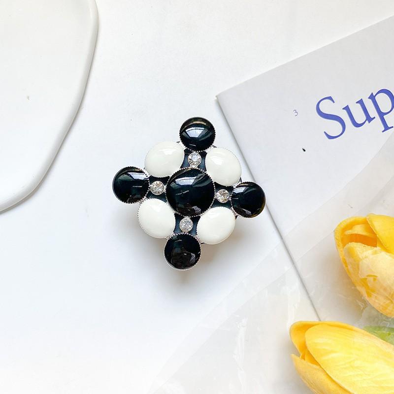 

Transparent Stand Phone Airbag Black White Grid Gemstone Hanins Style Back Sticker Stable Extendable Desktop Drama Watching Tool