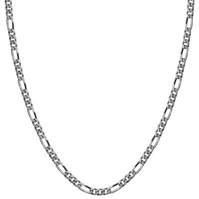 Colar de Corrente Simples Figaro de Prata 925 Oxidada para Homens e Corrente Apenas [Shinjuku Kura] (Levemente Polido) Corrente, Aprox.. 2,4 mm de largura, 40-80 cm