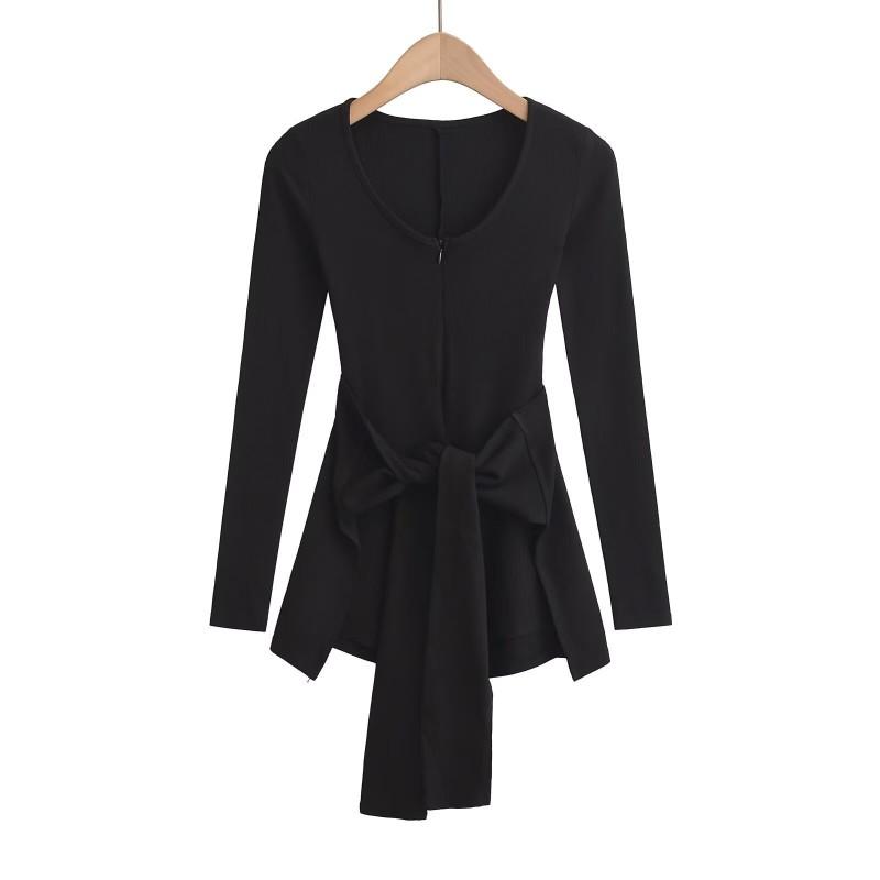 Womens Fake Two-Piece Long Sleeve Bodysuit V-Neck Slim Fit Basic Top Streetwear
