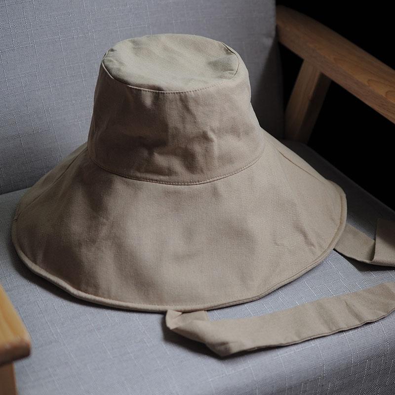 

New Summer Spring Japanese Tie Bucket Hat Women s Korean-style Big Eave Fisherman Foldable UV Cotton Linen Beach Strap Sun Hat хакі