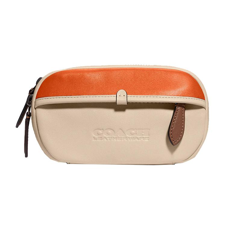 

Новая кожаная сумка кроссбоди COACH Charter, сумка-слинг, маленькая поясная сумка мужская экрю и оранжевая C2597-SMD 17.0*4.1*9.9CM