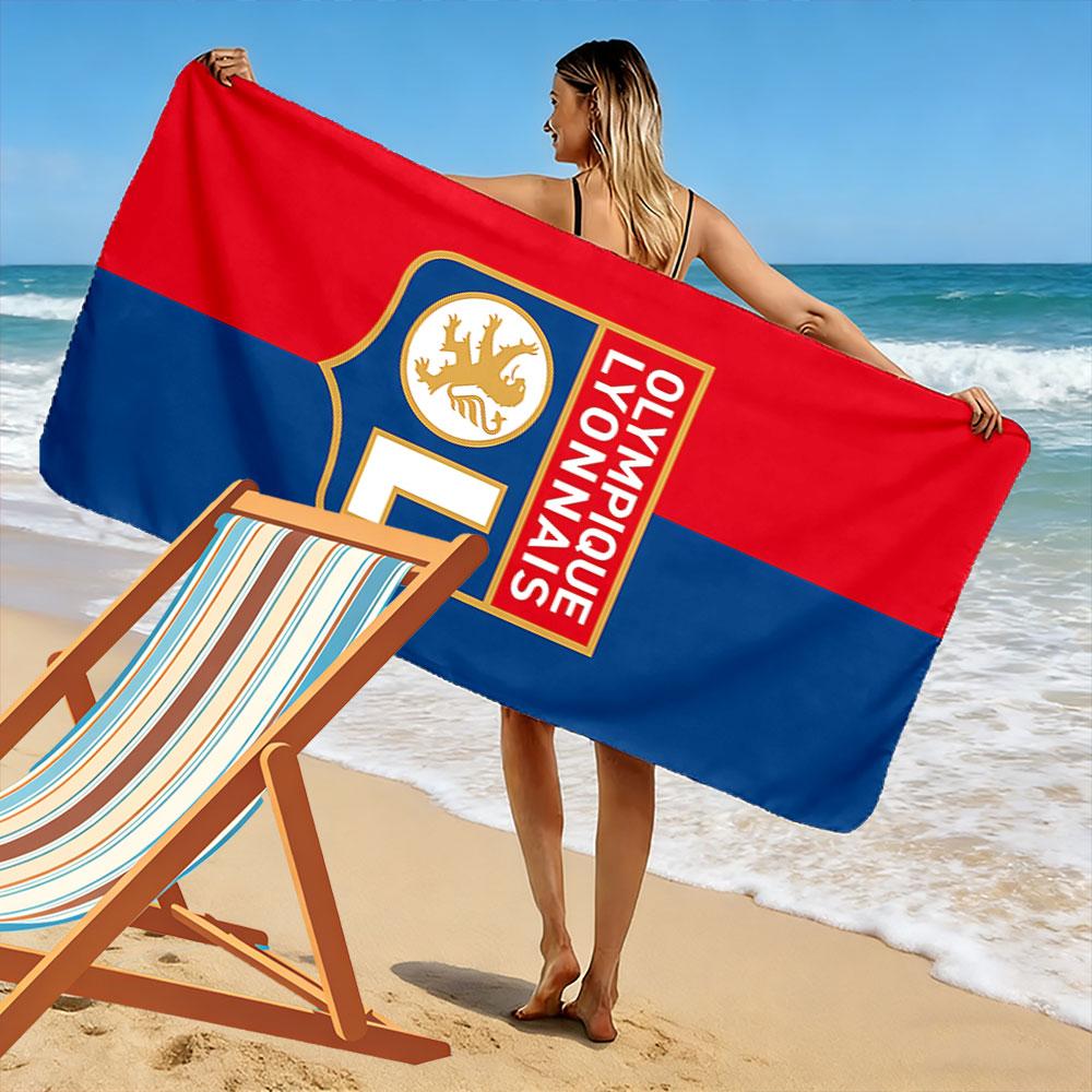 Red and Blue Olympique Lyonnais Towel Beach Towel Quick-drying for Travel Outdoor Sports Jogging Beach and Swimming
