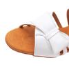 Girls' White Bow Latin Dance Shoes - Soft Sole, Mid-Heel for Cha-Cha and Standard Practices