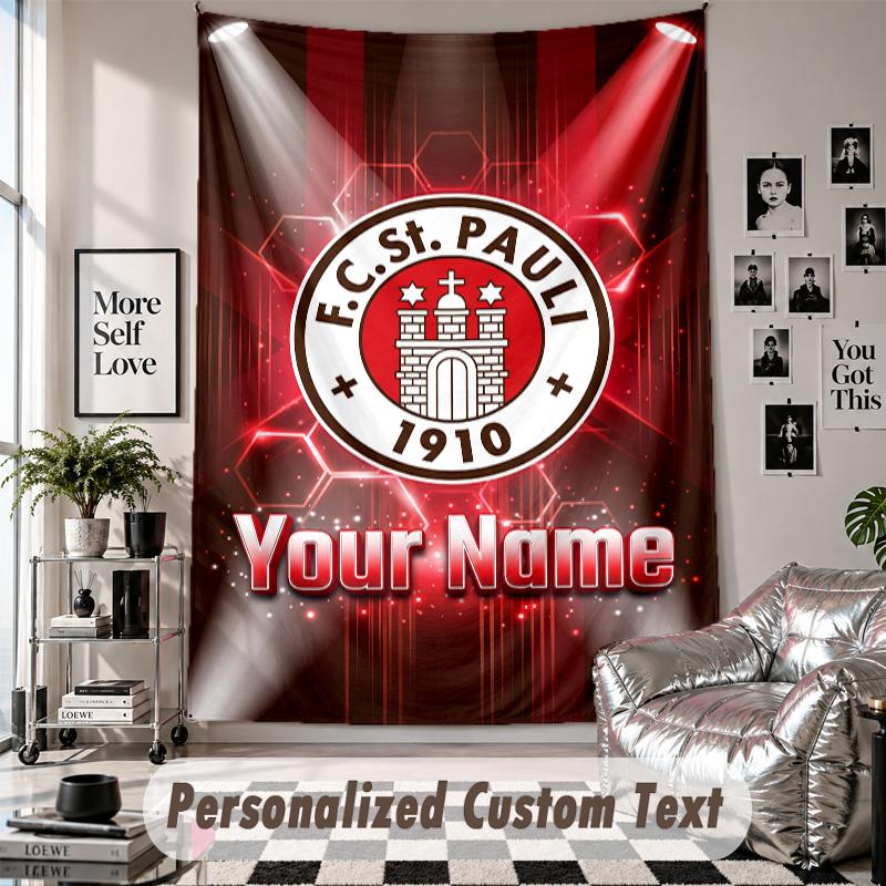 Wall Hanging Tapestry With Custom Name & Text, FC St. Pauli Decorative Tapestry For Bedroom