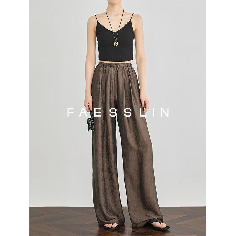 FAESSLIN Women s Lightweight Summer Draped High-Waist Loose Wide-Leg Pants XL