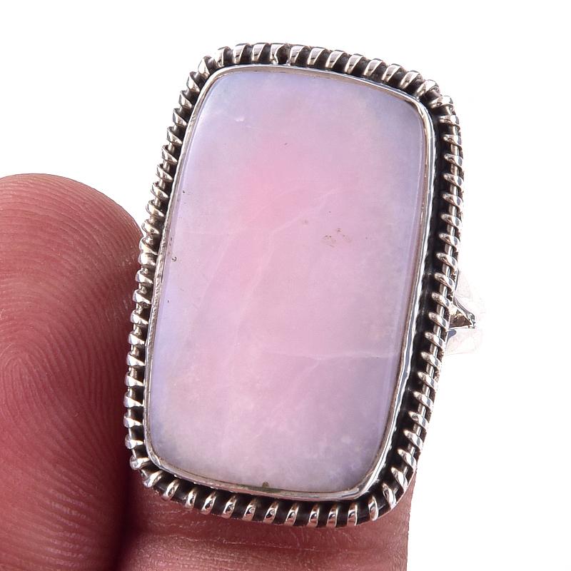 

Natural Pink Opal Gemstone Handmade 925 Solid Sterling Silver Ring Size 9 k0o67