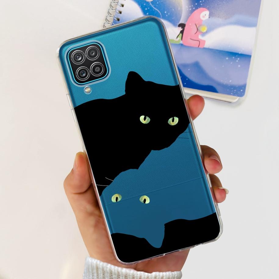 For Samsung Galaxy A12 Case Transparent Cover Fashion Flower Slim Soft TPU Phone Case For Samsung A12 SM-A125F M12 F12 A 12 Capa