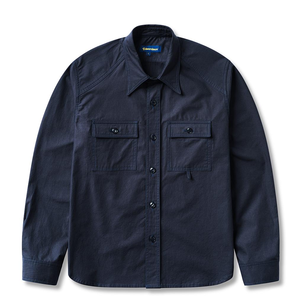 Edward Max Western Work Shirt 100% Cotton Navy L