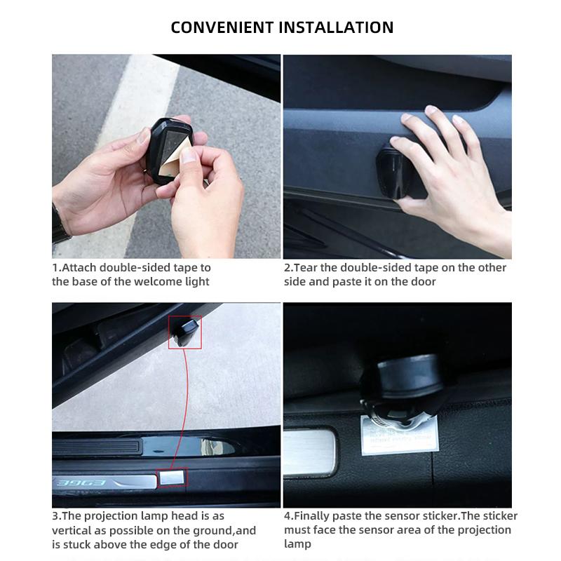 2PCS For Mitsubishi Ralli Art Lancer EX Pajero Outlander ASX Eclipse Cross Logo USB Car Door LED HD Courtesy Welcome Lights