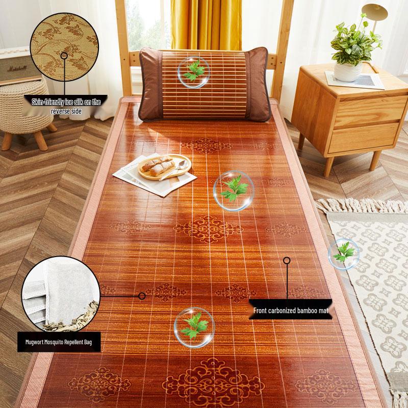 2026 Bamboo Cooling Mat: Free Shipping, Foldable, Double-Sided Straw Mat for Dorms and Singles