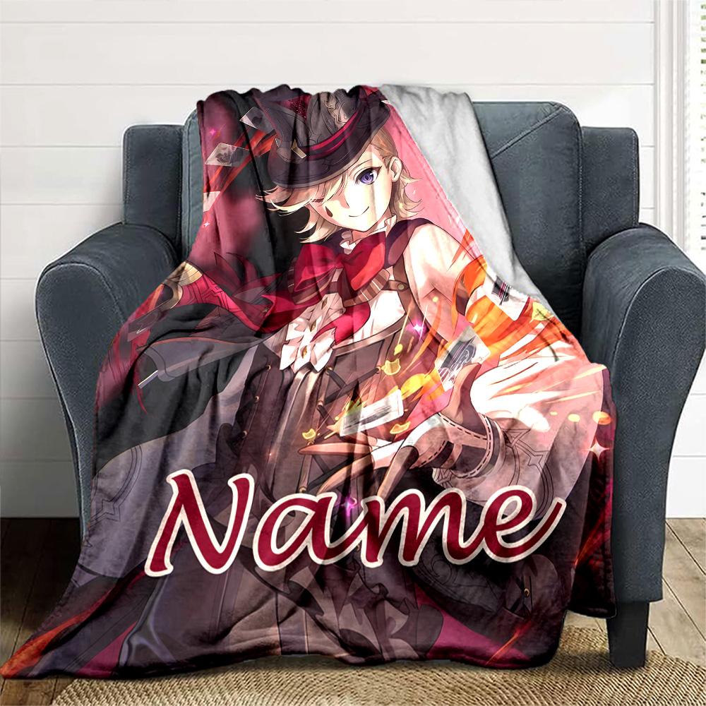 Customizable Genshin Impact5 Throw Blanket – Personalized Name, All-Season Cozy Snug Blanket, Machine Washable, Personalized Blanket