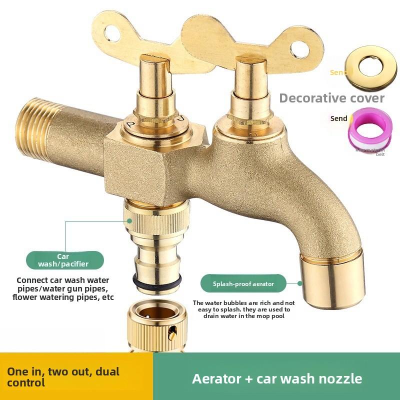 Rubinetto con Blocco a Striscia di Rame Pieno per Cortile Esterno Antigelo e Universale per Acqua Potabile Lavatrice con Chiave
