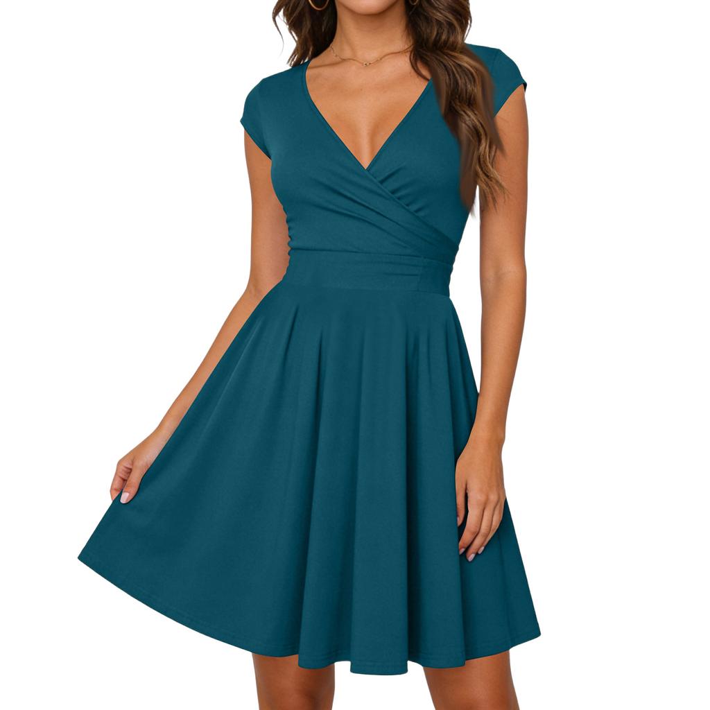 Women's Dress Casual Flowy Dresses V-neck Vocation Boho Beach Sundress