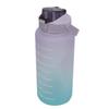 Sports Water Bottle 2000ml Gradient Frosted   Water Bottle with Handle Straw Silicone Hose Water Bottle for Running