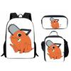 Printed Day Man Two-Dimensional Chainsaw Man Student Schoolbag Three-Piece Cartoon Backpack Lunch Bag