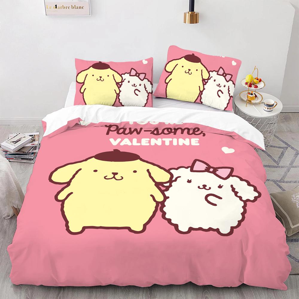 Pom Pom Purin Bedding Sets Comforter Quilt Bed Cover Duvet Cover Pillow Case 2-3 Pieces Sets Kids Adult Size Cartoon Decor