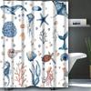 Painting Style Sea World Pattern Bathing Curtain  Bathroom Shower Curtain Waterproof With 12 Hooks Home Deco