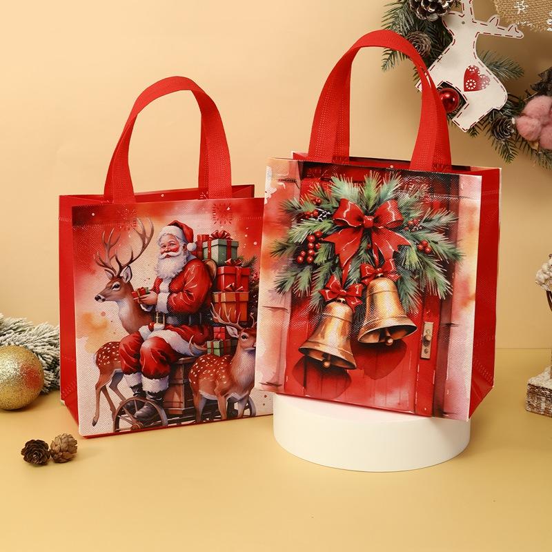 4/8pcs Christmas Gift Bag Santa Non-Woven Bag Christmas Decorations For Home 2026 Xmas Navidad Noel Gifts New Year Packaging Bag