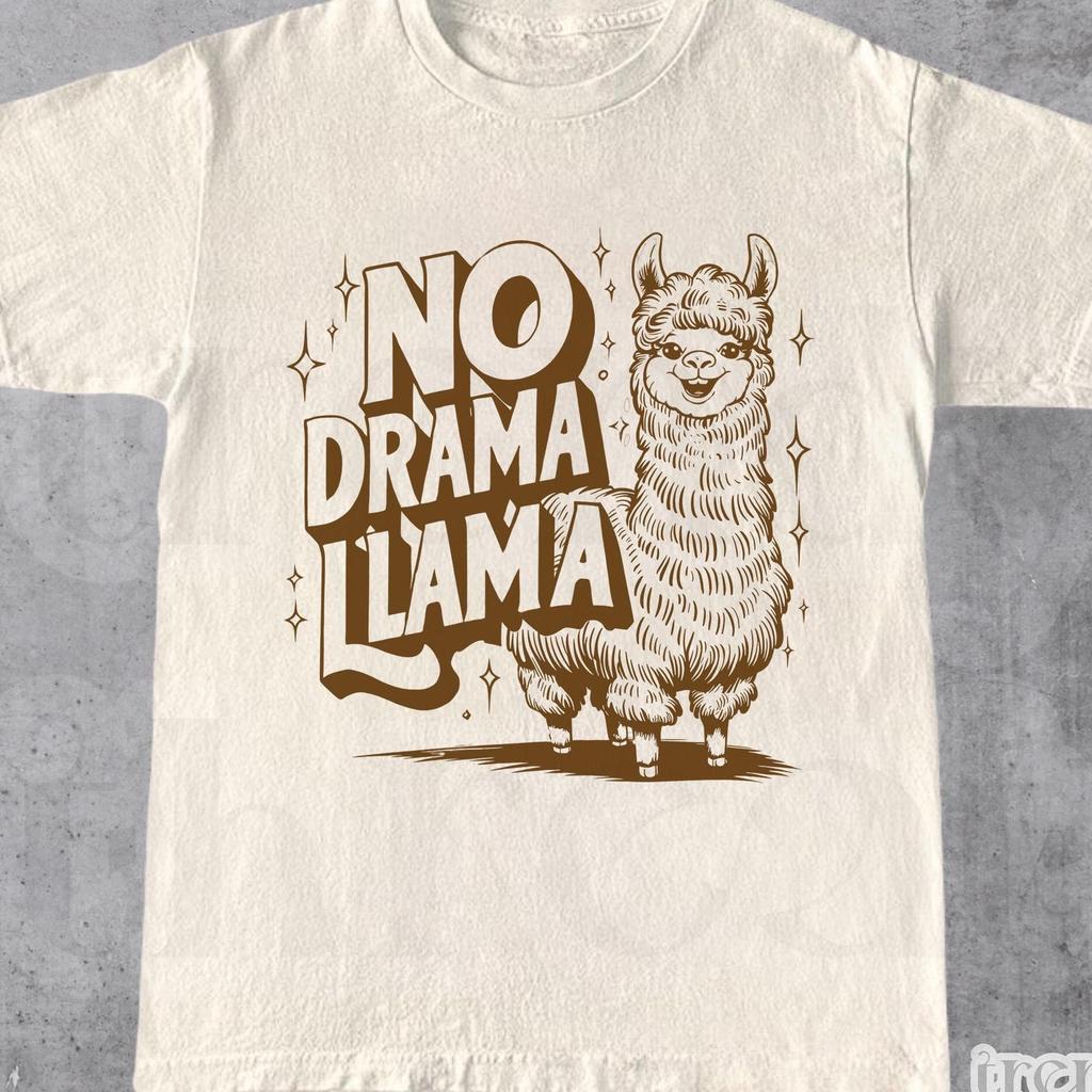 No Drama No Lama Funny Shirt, Humorous Graphic Tee for Casual Wear, Graphic Tee, Funny Animal Shirt, Meme Shirt, Unisex Fit