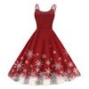 Women's Fashion Casual Christmas Print Sexy Off-the-shoulder Punk Retro Dress