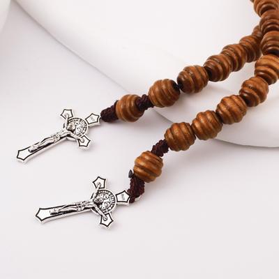 Alloy Rosary Crucifix Benedict Medals Prayer Beads Comfortable Devotional Accessory Religious Wrist Accessories