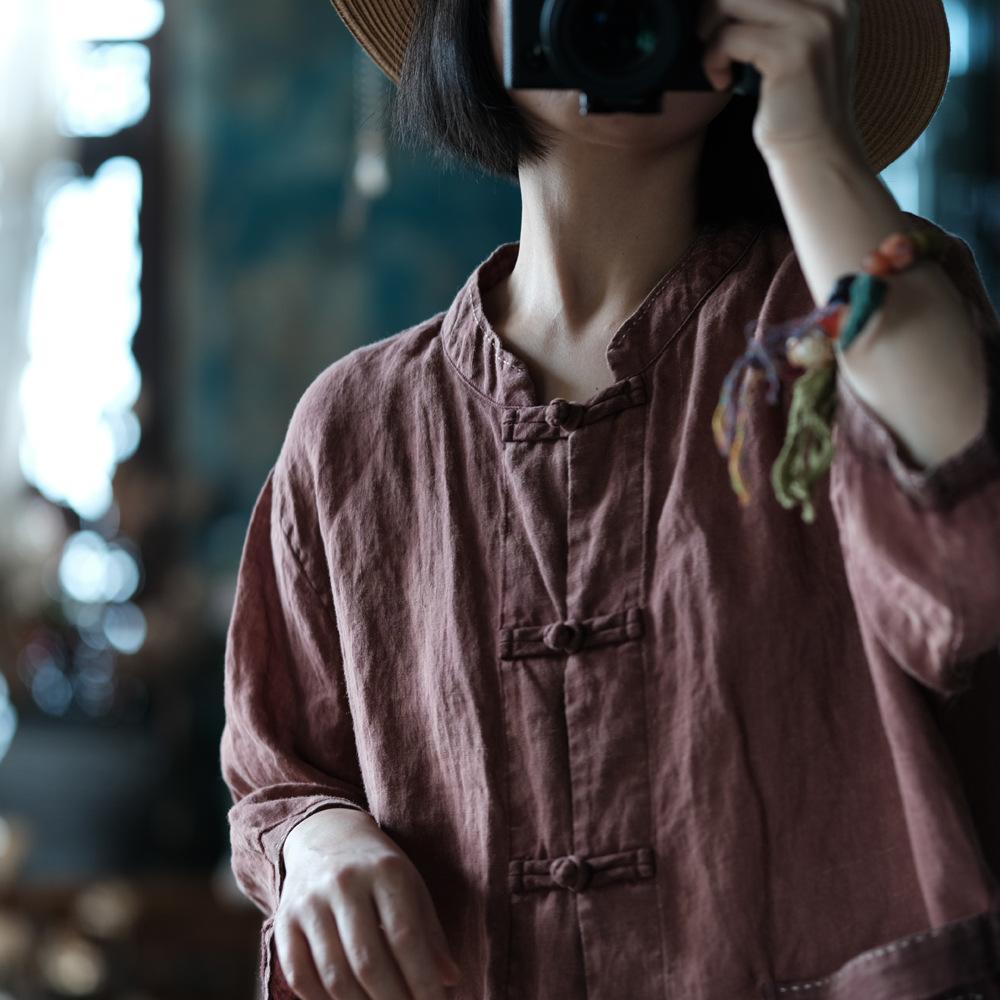 Johnature Женские винтажные рубашки-стойки Топы Вышитые цветочные блузки Весенние женские — фото 5