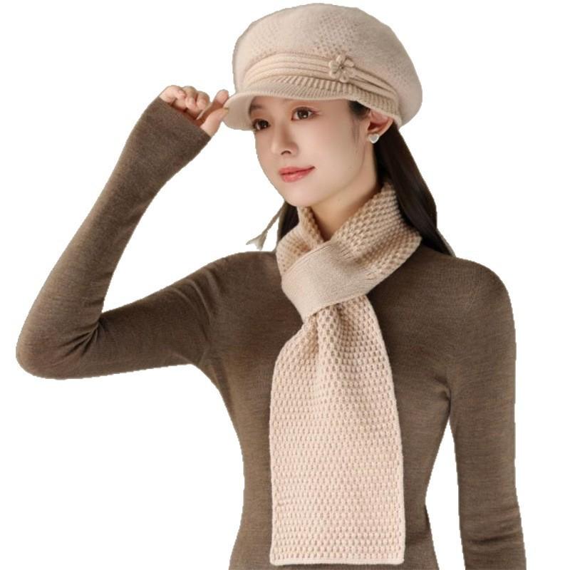 Winter Hats for Women Knitted Hats for Middle Aged and Elderly Mothers Plus Fleece Hats for The Elderly Autumn and Winter Warm Cycling Scarves