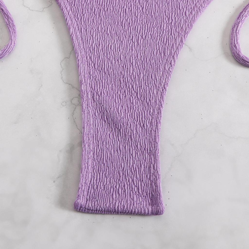 2025 Solid Color Split Swimsuit Bikini for Women - European & American Style, Lace-Up, Beach & Vacation Chic