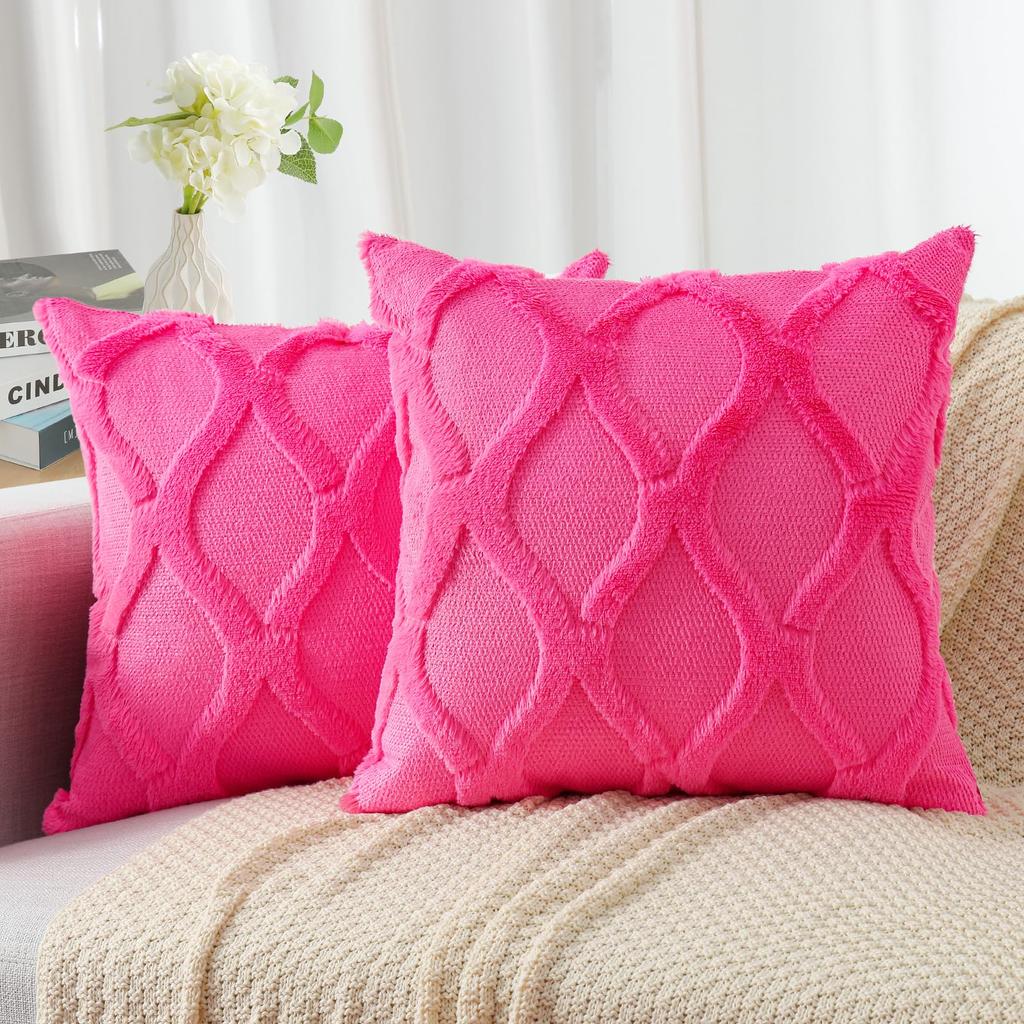HAPIHAPPY Plush Throw Pillow Covers 12X20 Set of 1 Faux Fur Wool Bed Sofa Living Room Throw Pillow Covers Soft Home PillowCovers