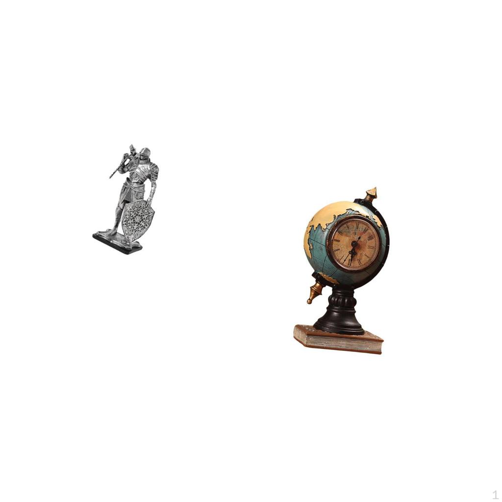 Nordic Art Knight Globe Figurine Resin Abstract Statue Modern Table Clock Ornament Sculpture for