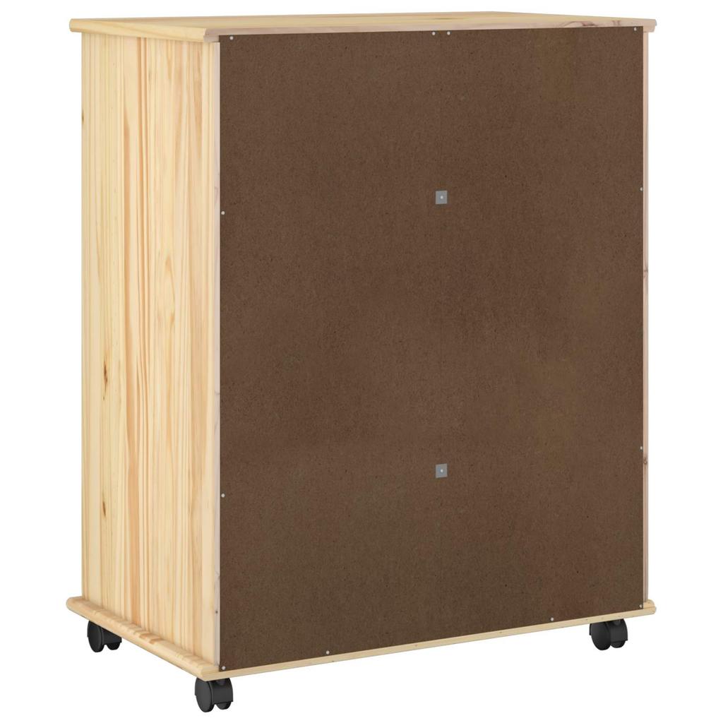 Mobile Cabinet with Wheels Brown 63.5 x 39 x 79 cm Solid Pine Wood