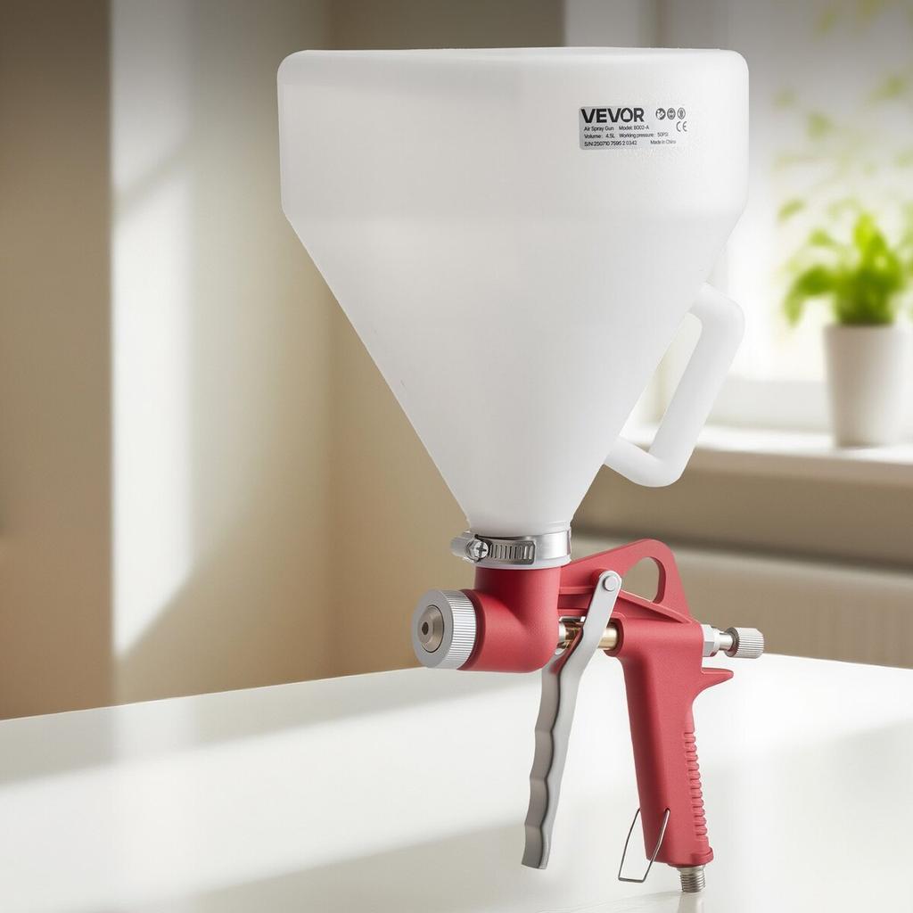 Air Texture Spray Gun, 4.5L Air Hopper Spray Gun, Professional Drywall Texture Painting Sprayer with 3 Nozzles (3.5mm, 6mm, 8mm) for Popcorn,