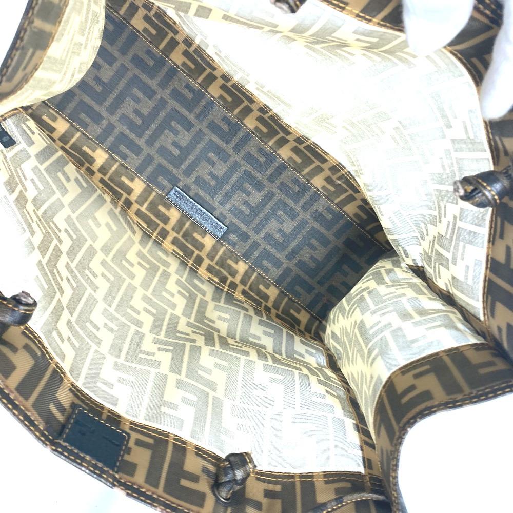 Fendi Torba Siatkowa Torba Plażowa Vintage Zucca Torba Tote z Puzderkiem Torba na Ramię Brązowa