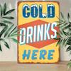 Retro Metal Tin Sign Cold Drinks Wall Decor for Bar Garage Pub Man Cave