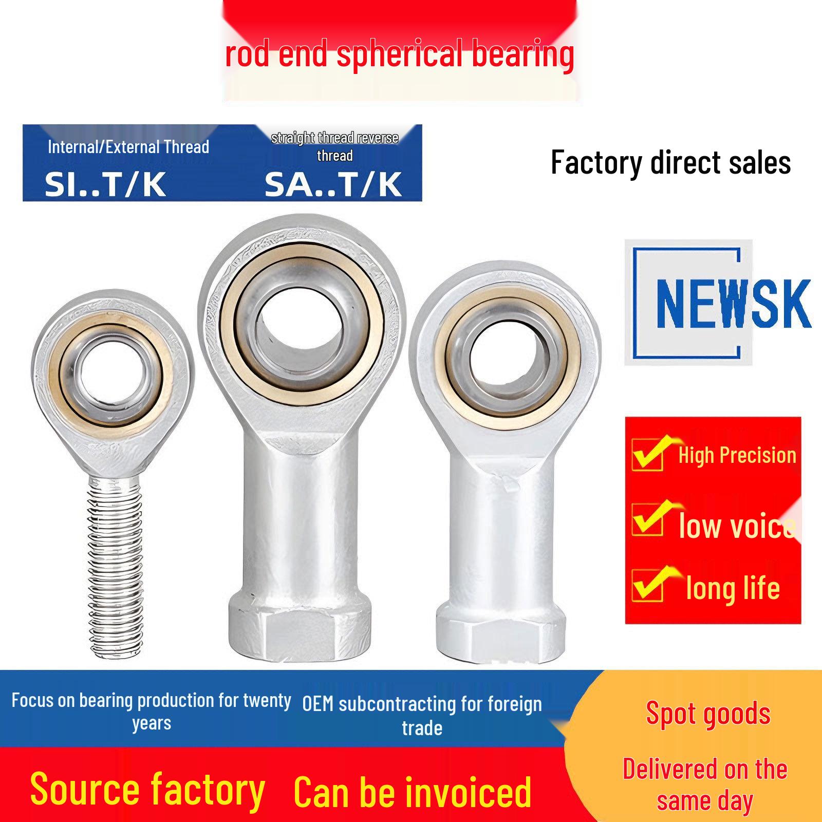 

Самозмащувальні сферичні підшипники кінців штоків SA3-SA8, SI10-SI12 SA5TK right-hand external thread M5*0.8