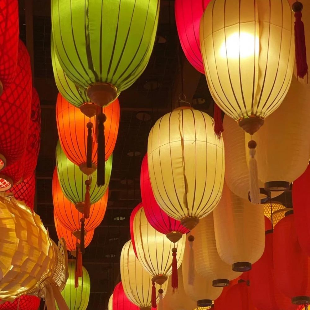 14Inch Classical Silk Lantern Chinese Style Traditional Lantern Balcony Party Chinese Mid-autumn Festival New Year Hanging Decor