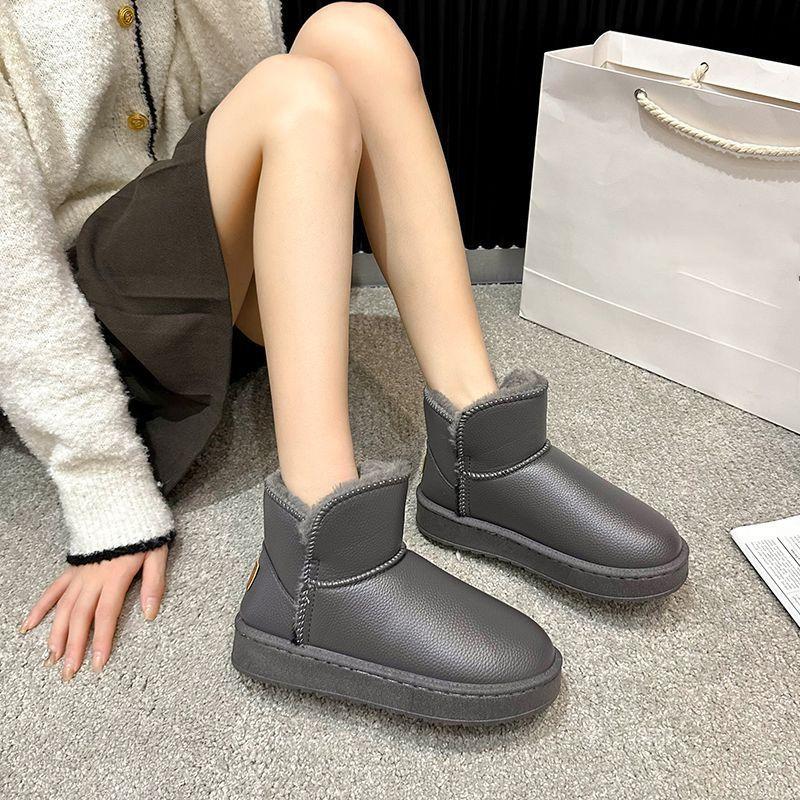 2025 winter velvet thickened foot cotton shoes versatile short boots snow boots waterproof and non-slip thick-soled large-size short boots