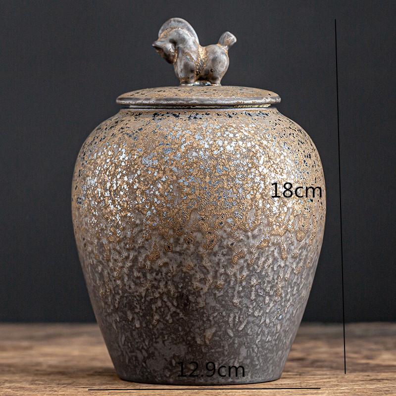 Vintage Stoneware Tea Caddy Ceramic Airtight Jar Storage Tea Cans Tea Box Storage Tank Tea Container Decorative Jar Sugar Bowl