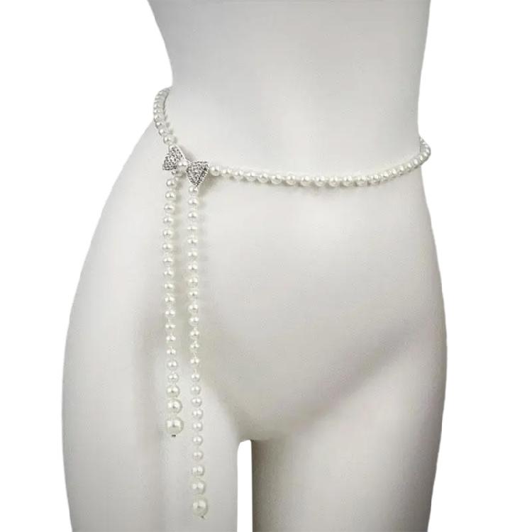 Elegant Waist Belt Aesthetic Stylish Charm Photo Props Belt for Jeans Dress Belt Body Jewelry Pearls Chain
