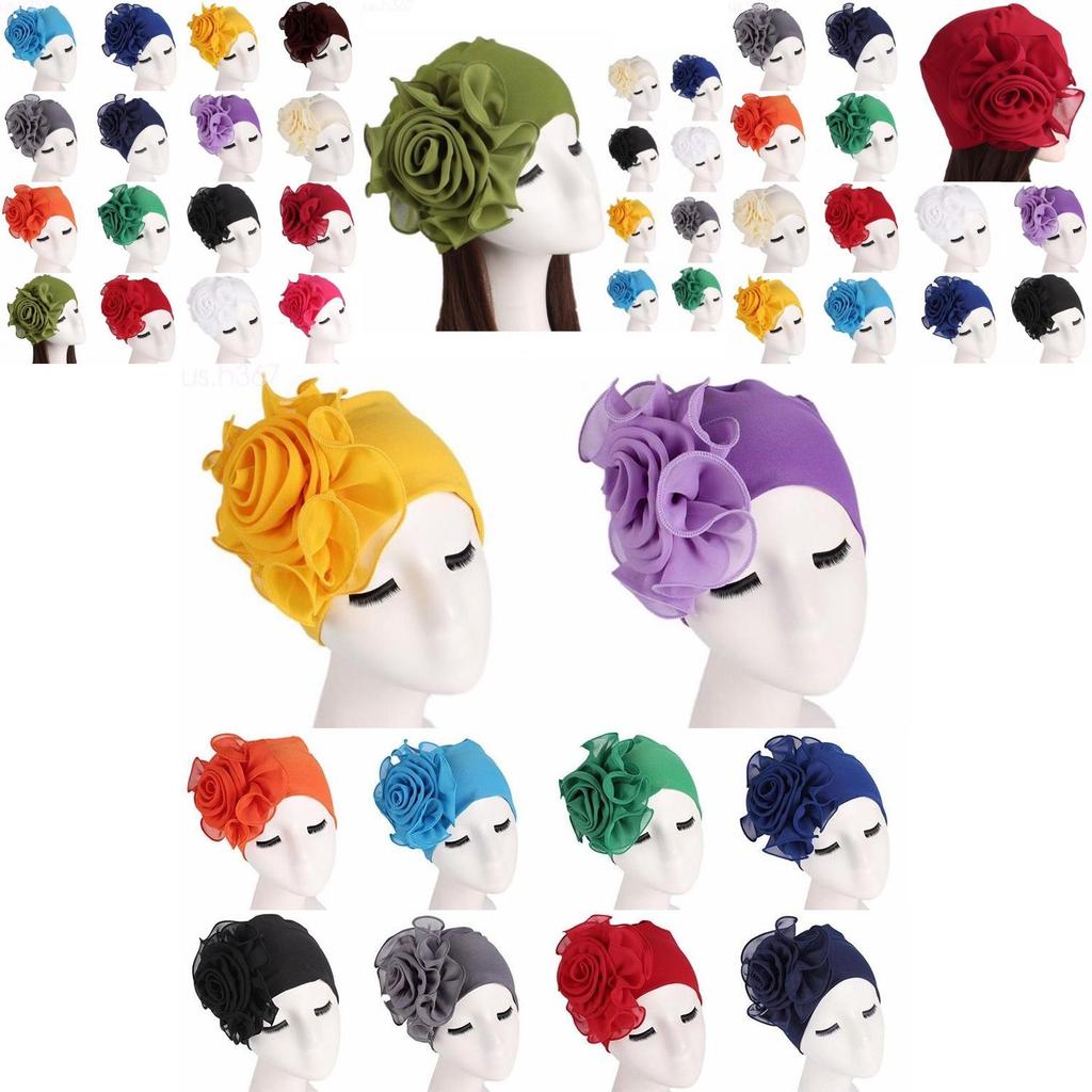Luxurious Bamboo Fiber Womens Hair Loss Turban Cap With Beautiful Flower Design