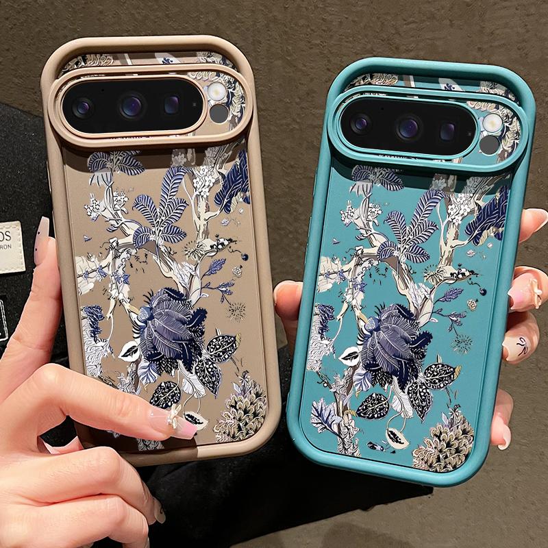 Luxury Retro Dark Floral Pattern Case For Google Pixel 10 Pro XL Pixel 9A 9 Pro 8 7 8A 7A Shockproof Bumper Soft Silicone Cover