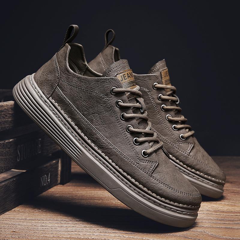 Board-Schuhe Außenleder Oberfläche Lässig Weiche Sohle Rutschfest Sport-Lederschuhe Student