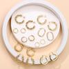 Yesteel 9 Pairs Gold Hoop Earrings for Women,Gold Plated Chunky Hoop Earrings Set for Women Hypoallergenic Thick Lightweight Earring for Womens