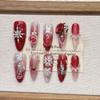 High-End Handmade New Year Red Fireworks Almond Manicure Fake Nails