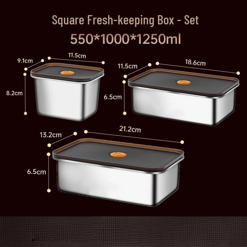 

304 Stainless Steel Rectangular Food Storage Container Set