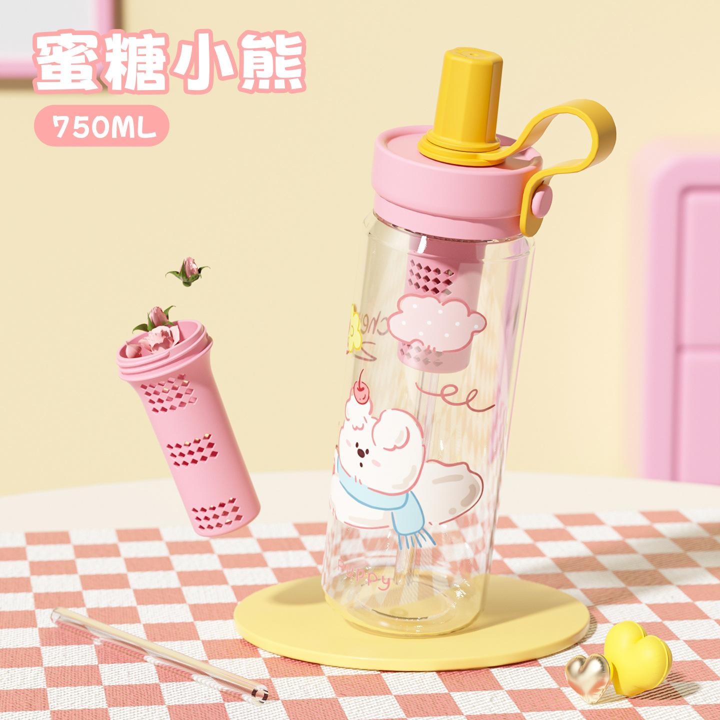 

Thickened anti-drop plastic cup Outdoor portable direct drinking handle water cup Male and female students go to school 750ML