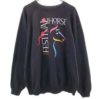 90s Old USA Made Horse Print Long Sleeve Sweat Trainer XXL Men's Used