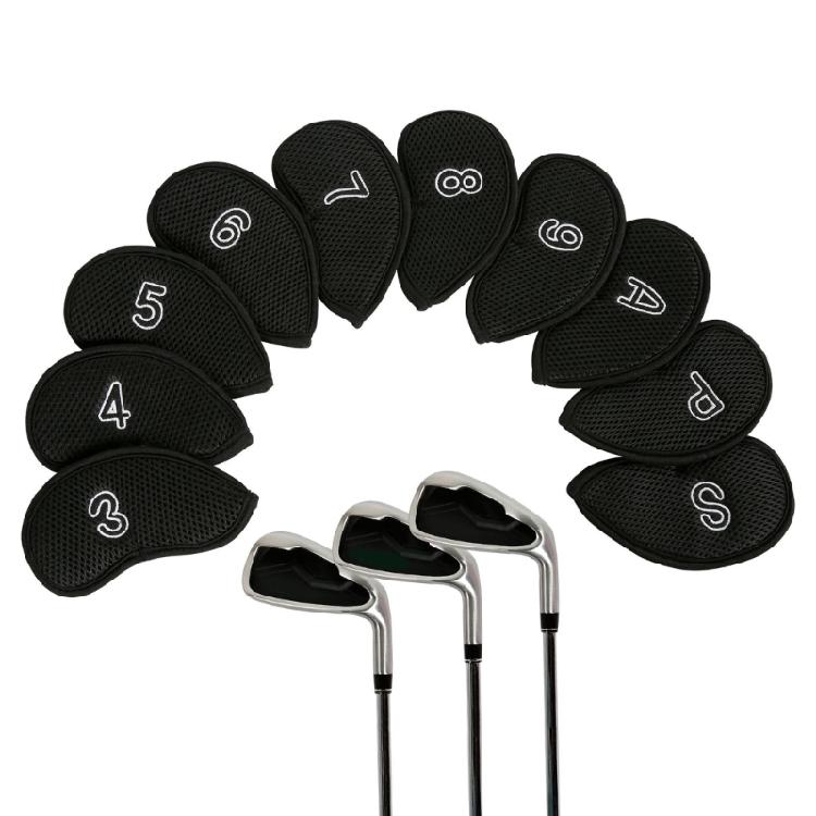 10Pcs Mesh Fabric Golf Head Covers Golf Club Head Golf Wedges Covers with Number