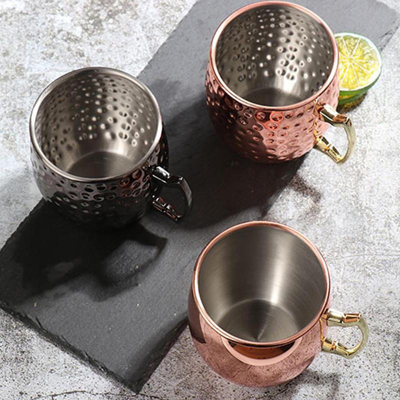 530ml Edelstahl Moscow Mule Becher Cocktail Weinglas Gehämmert Kupferfarben Bierkrüge Kaffeetasse Milchbecher Barbecher Trinkgeschirr Langlebig