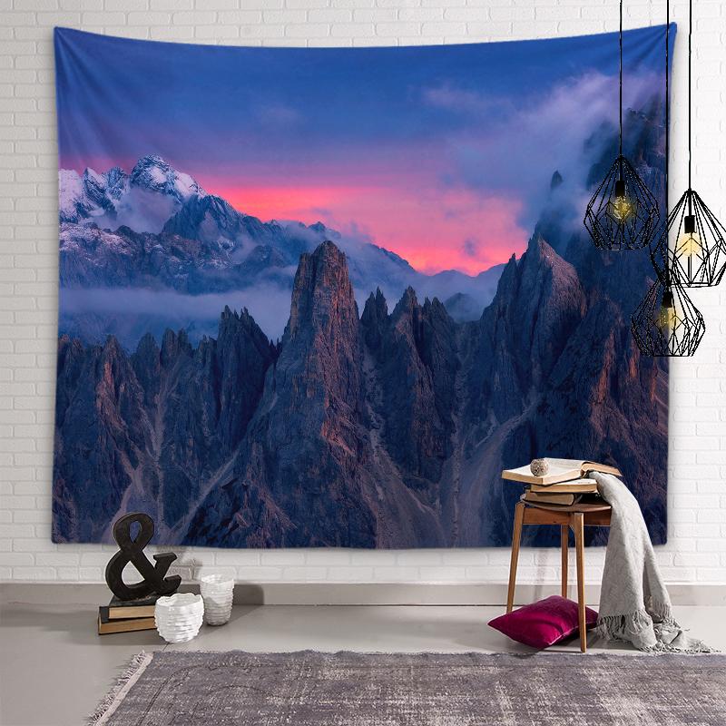 Mountains Lake Flowers Wall Art Decorative Aesthetic Tapestry Backdrop Wall Decor Living Room Bedroom Room Home Decor Tapestry